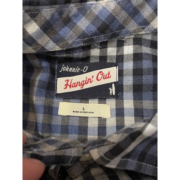 Johnnie-O Hangin' Out Wake Blue Plaid Button Down Shirt Mens Large 100% Cotton - Picture 2 of 6